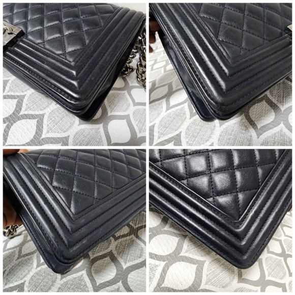 Authentic CHANEL Caviar Quilted New Medium Boy Flap Shoulder Bag Navy Blue - Picture 7 of 15